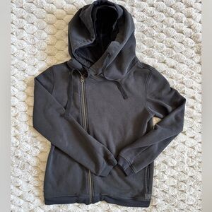 Scotch & Soda Asymmetrical Zip Up Hoodie with double hood lace liner